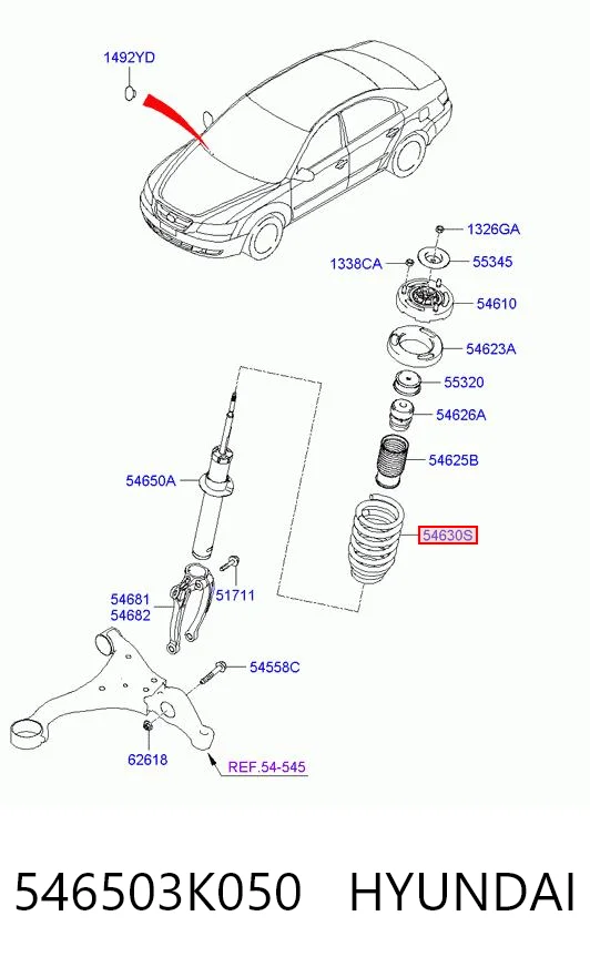 Пружина передньої підвіски Hyundai Sonata V