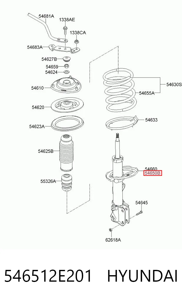 546512E201 Hyundai/Kia Ліва передня стійка