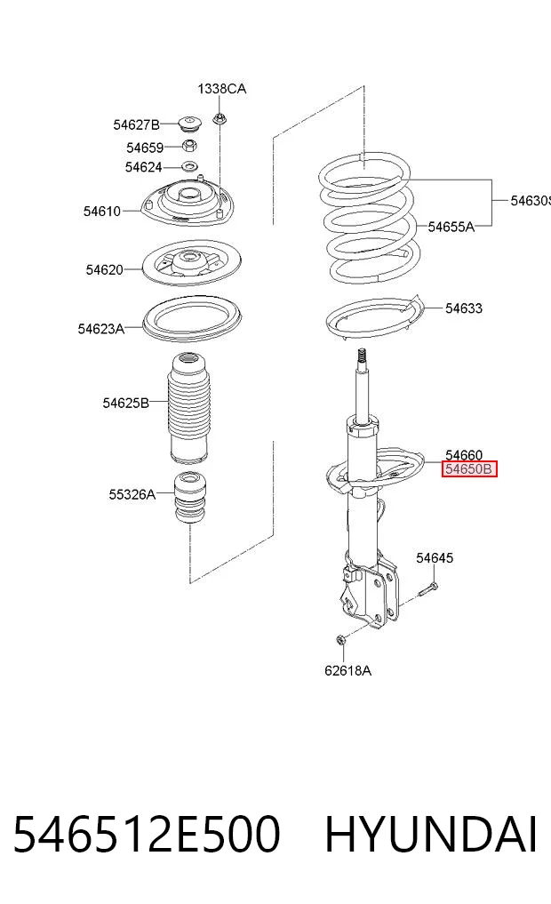 546512E500 Hyundai/Kia Ліва передня стійка