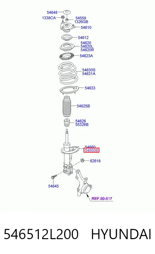 546512L200 Hyundai/Kia Ліва передня стійка