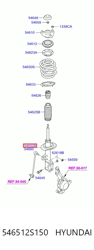 546512S150 Hyundai/Kia Ліва передня стійка