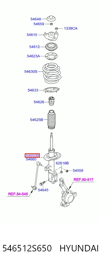 546512S650 Hyundai/Kia Ліва передня стійка