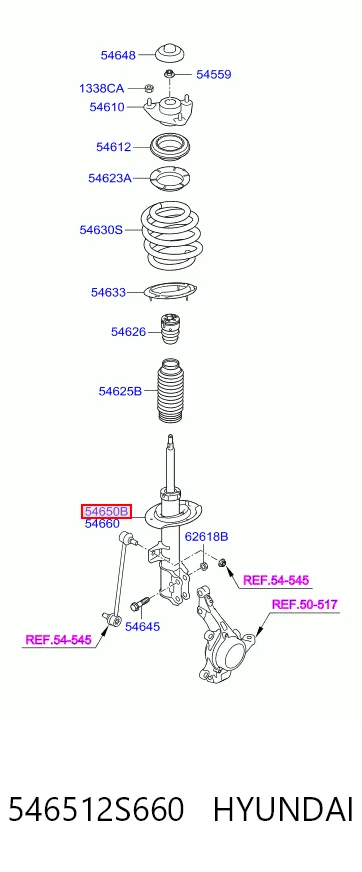 546512S660 Hyundai/Kia Ліва передня стійка
