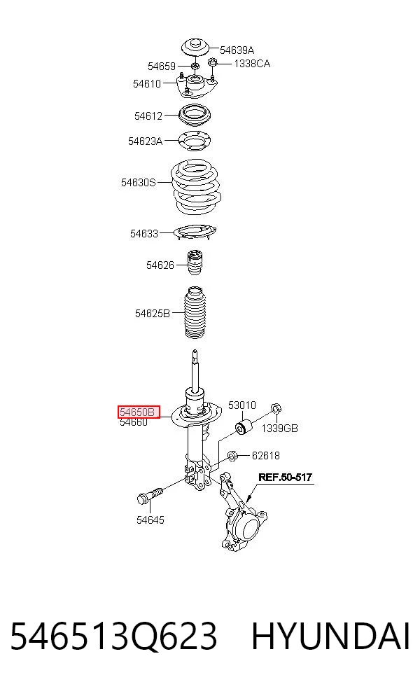 546513Q623 Hyundai/Kia Ліва передня стійка