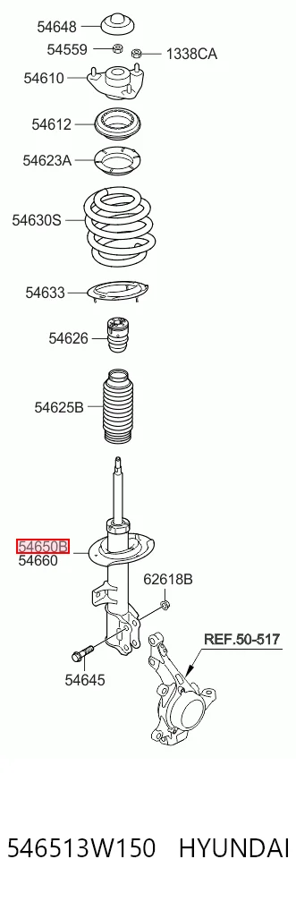 546513W150 Hyundai/Kia Ліва передня стійка