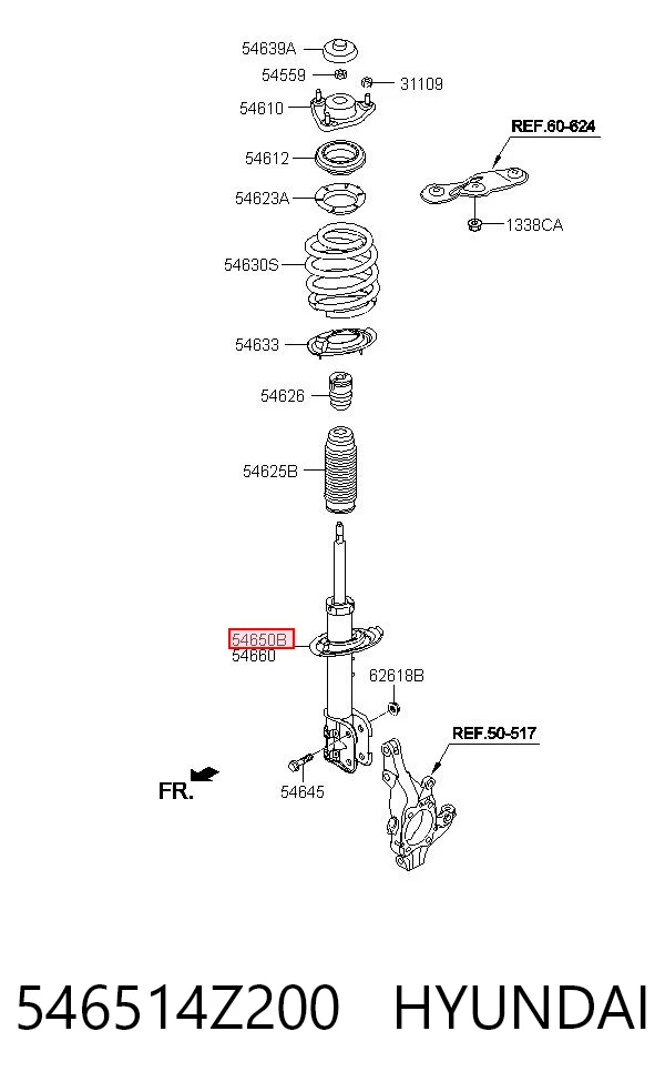 546514Z200 Hyundai/Kia Ліва передня стійка