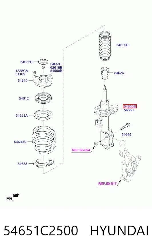 54651C2500 Hyundai/Kia Ліва передня стійка