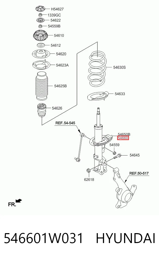 546601W031 Hyundai/Kia Амортизатор передньої підвіски