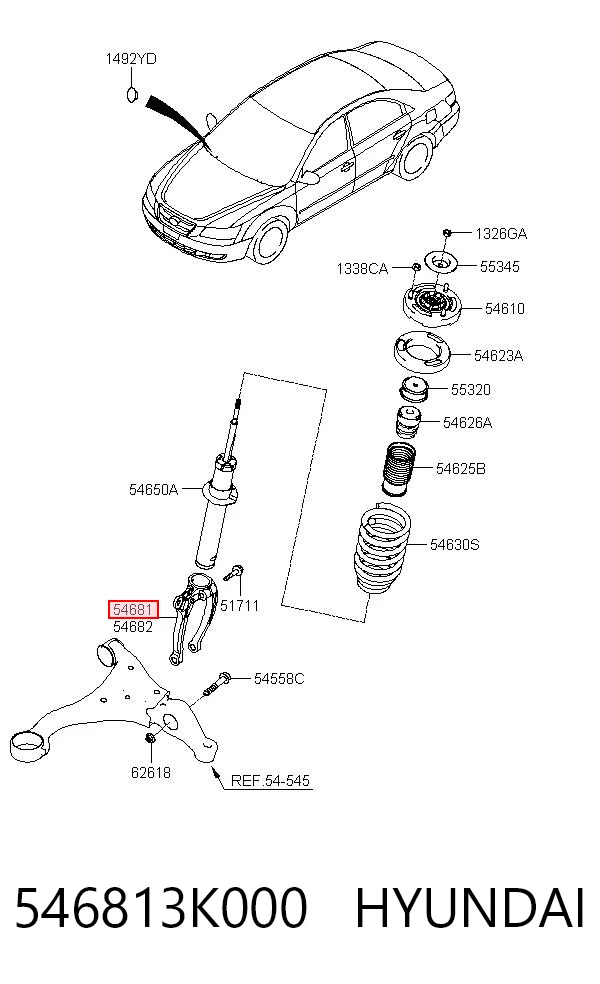 546813K000 Hyundai/Kia Вилка нижня амортизатора переднього, ліва