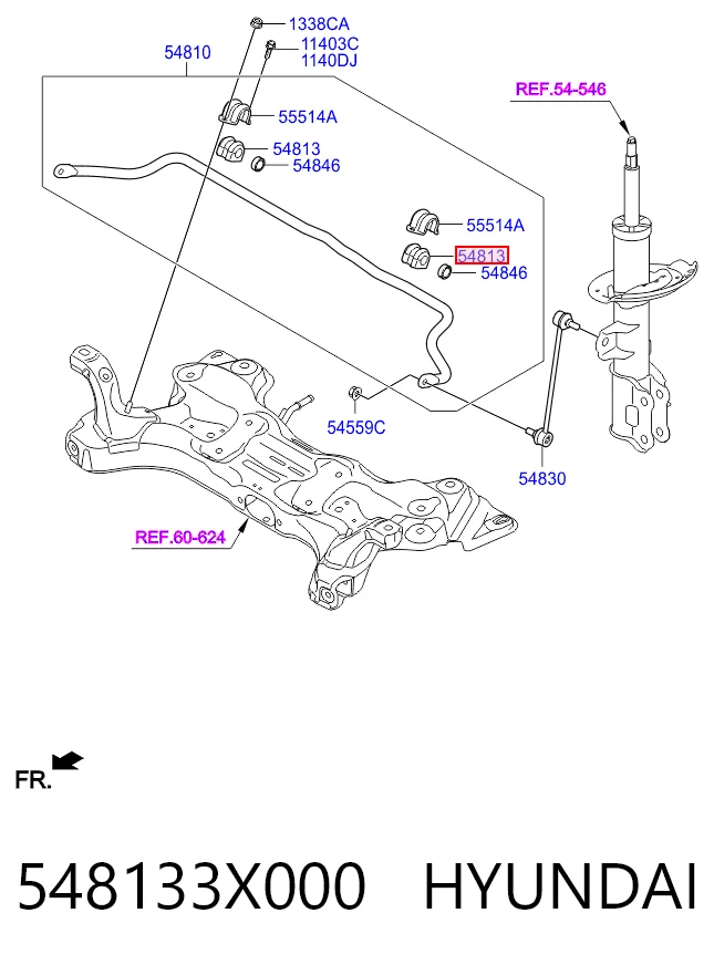 548133X000 Hyundai/Kia Втулка стабілізатора переднього