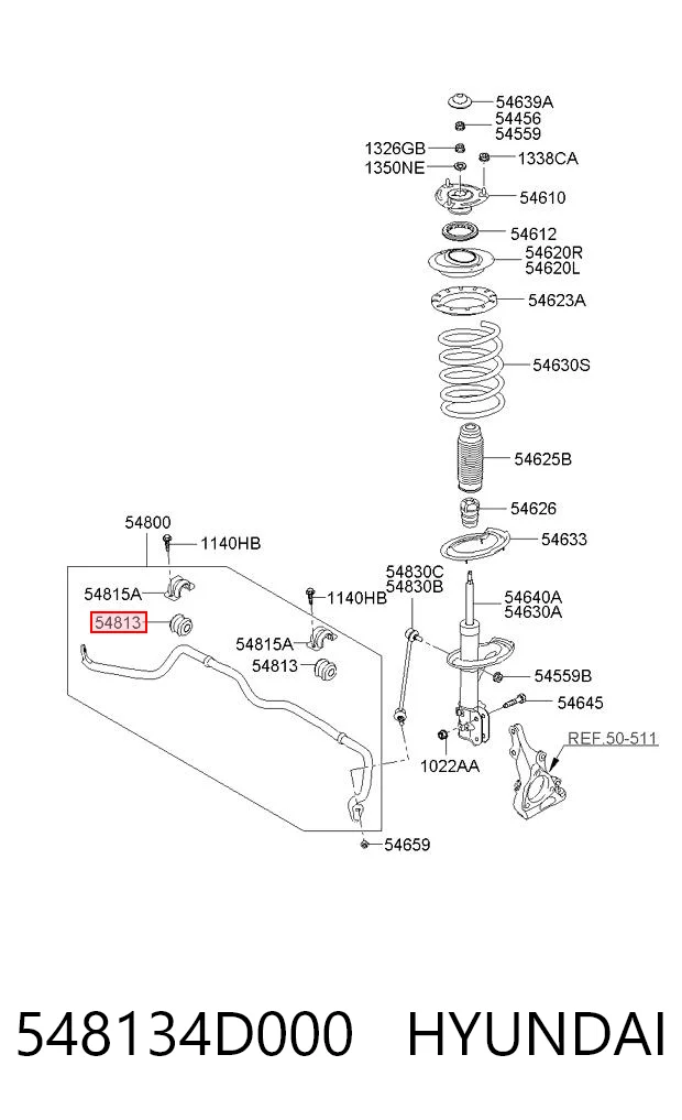 548134D000 Hyundai/Kia Втулка стабілізатора переднього