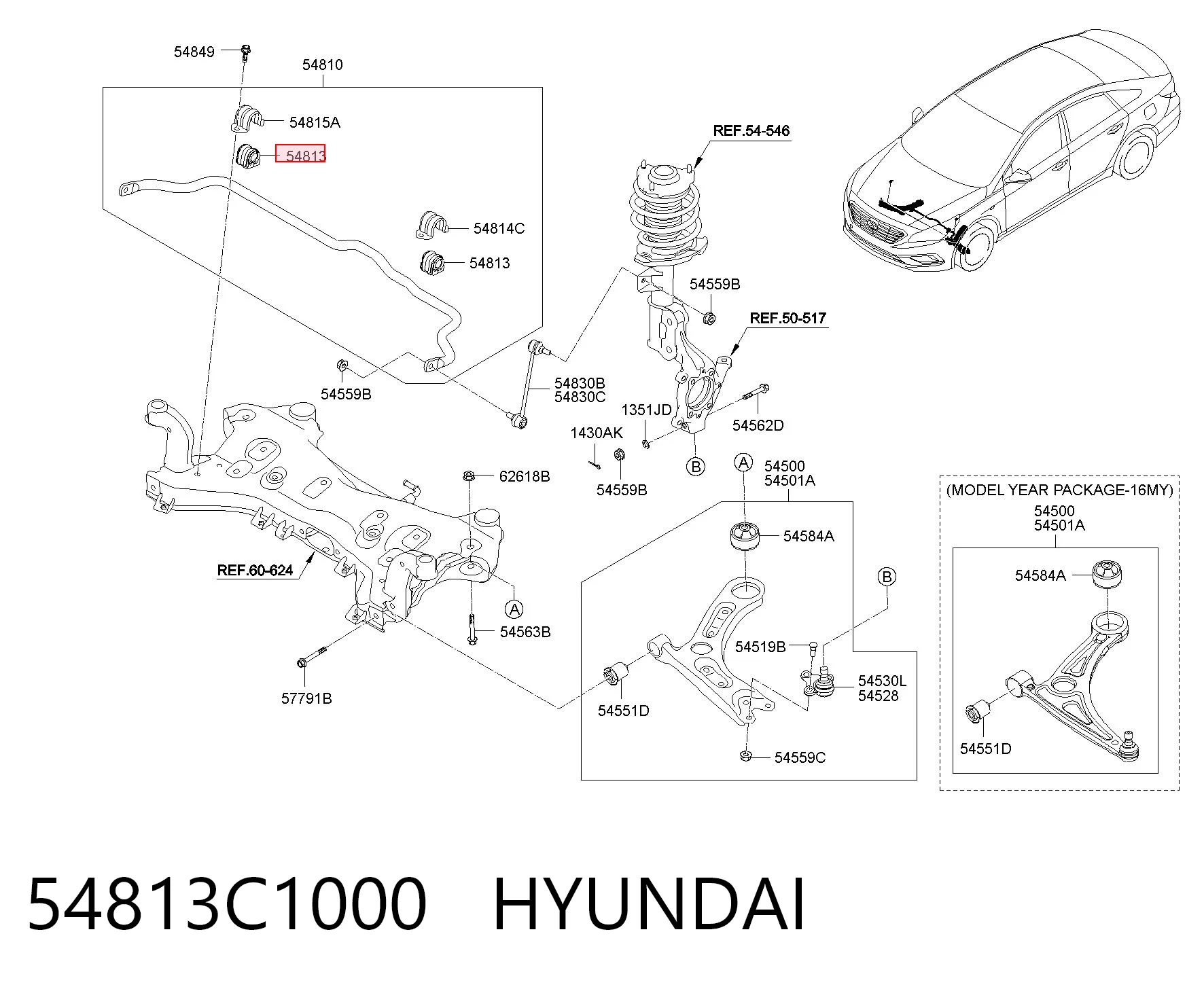 54813C1000 Hyundai/Kia Втулка стабілізатора переднього