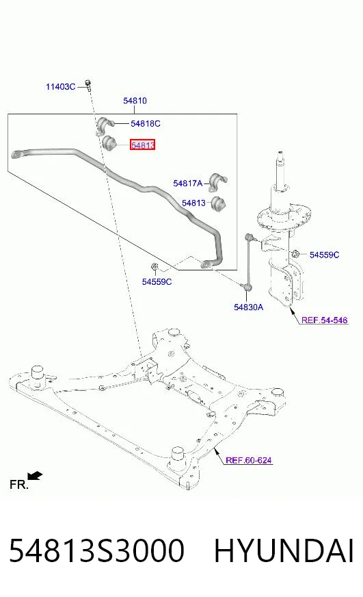 54813S3000 Hyundai/Kia Втулка стабілізатора переднього