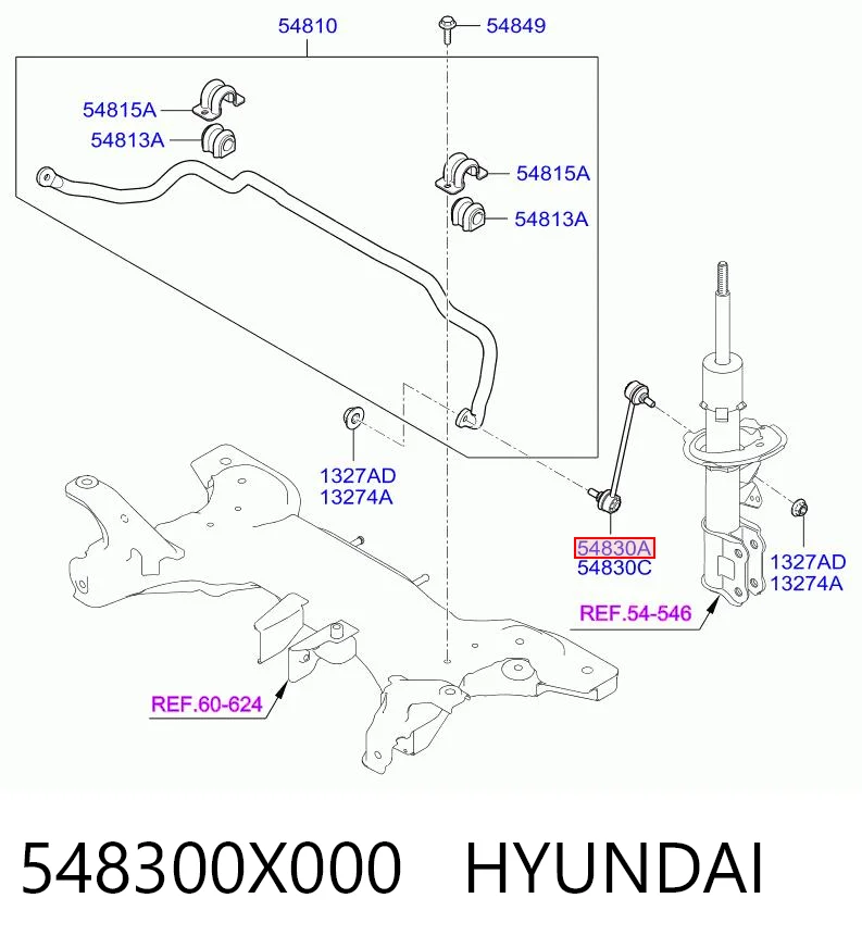548300X000 Hyundai/Kia Стійка стабілізатора, переднього, ліва