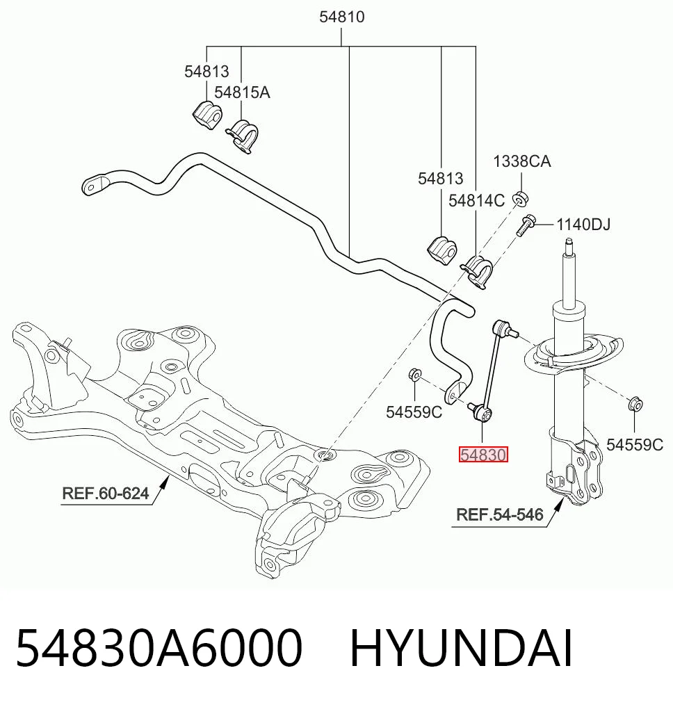 54830A6000 Hyundai/Kia Тяга переднього стабілізатора