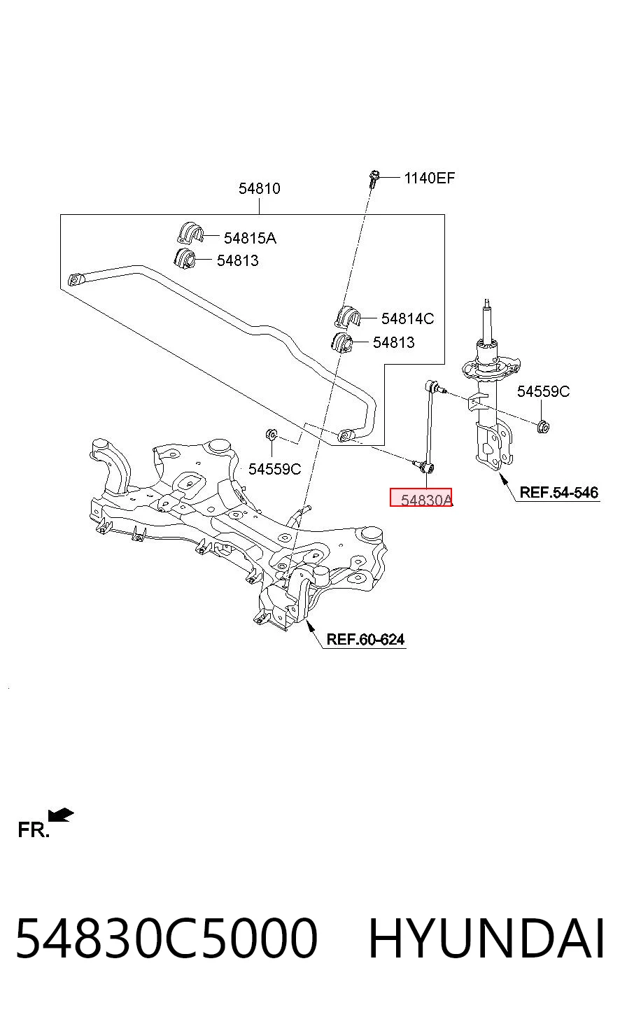 54830C5000 Hyundai/Kia Тяга переднього стабілізатора