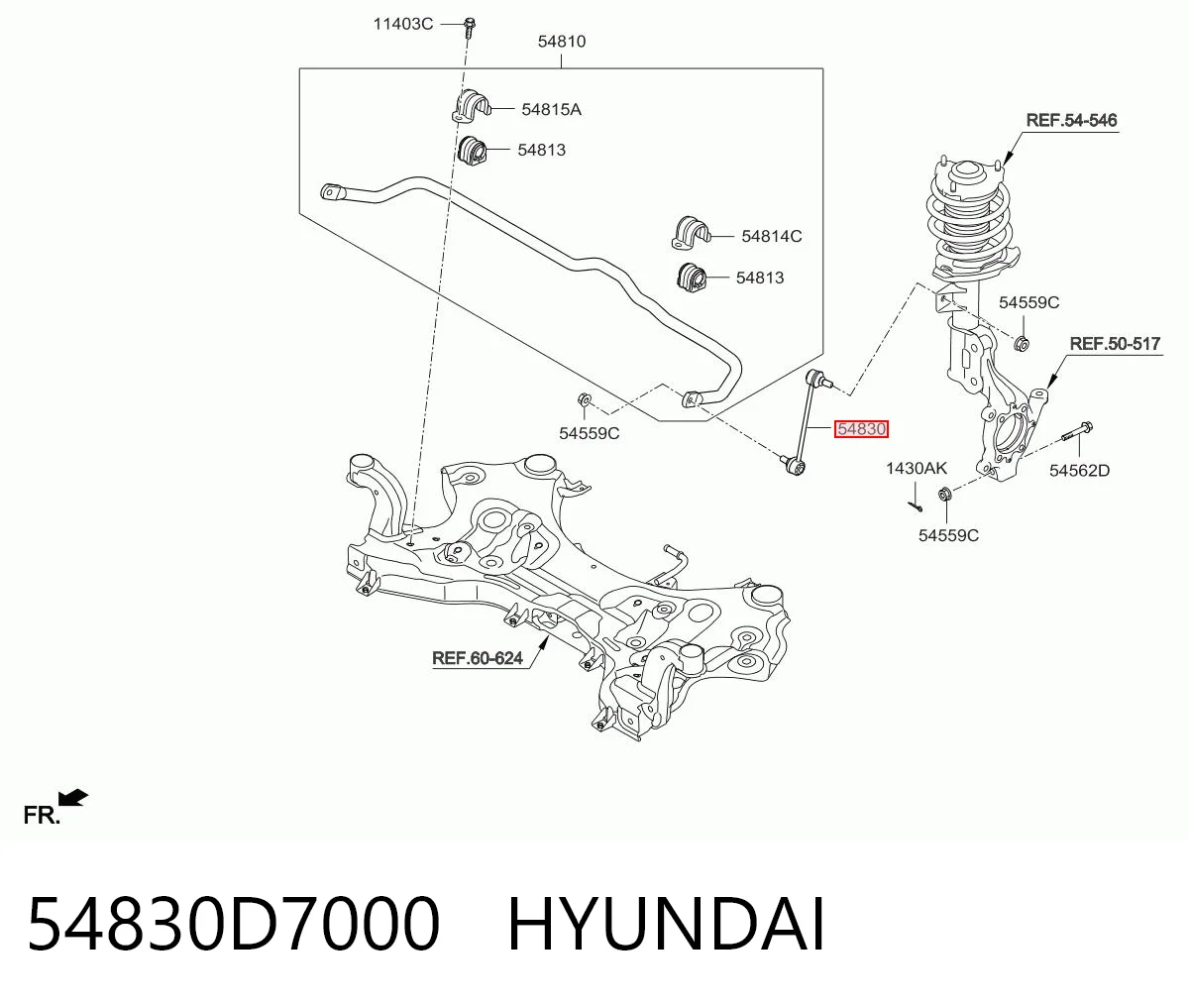 54830D7000 Hyundai/Kia Тяга переднього стабілізатора