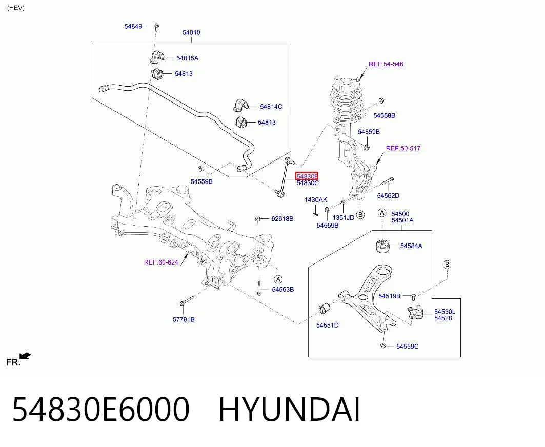 54830E6000 Hyundai/Kia Стійка стабілізатора, переднього, ліва