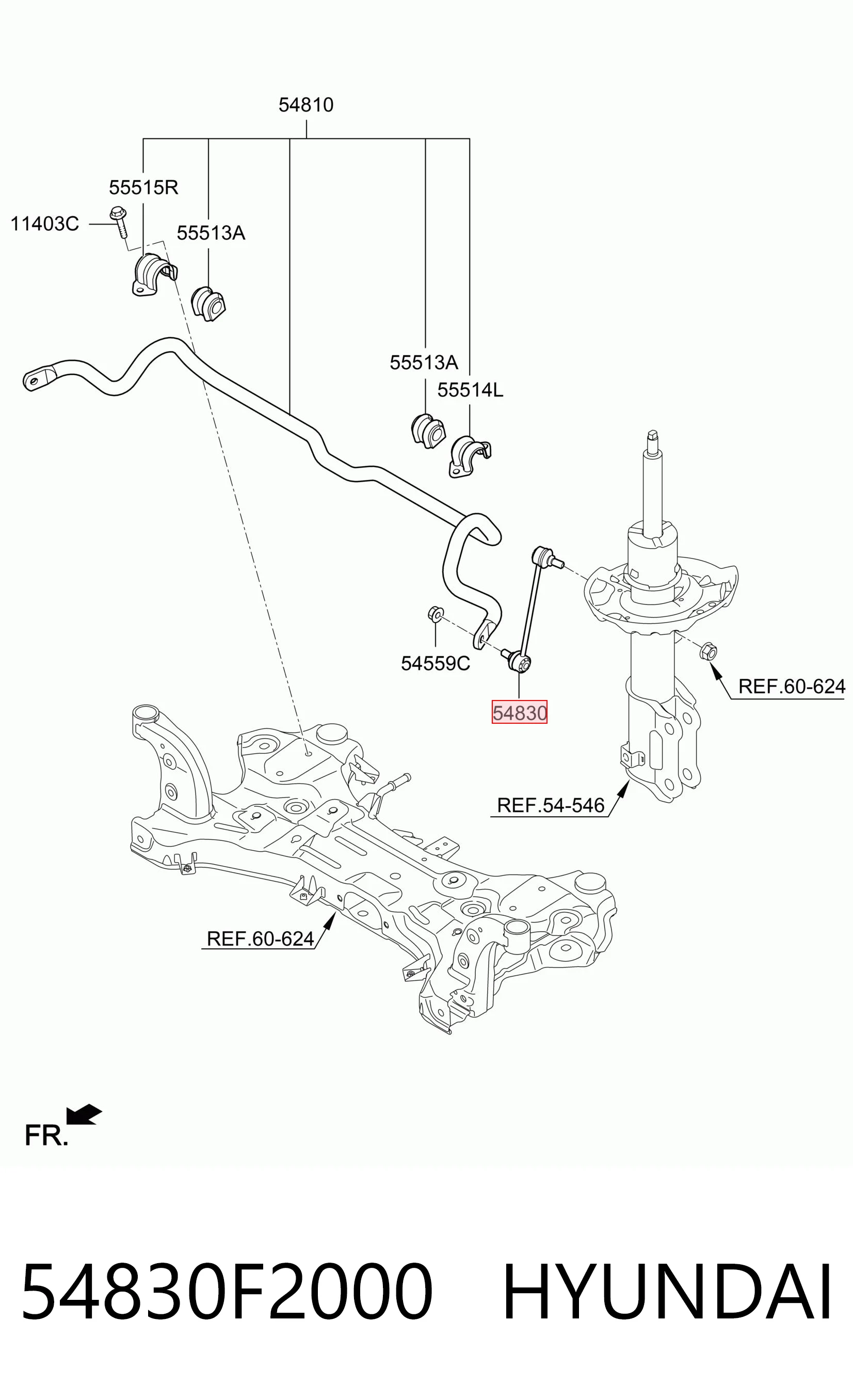 54830F2000 Hyundai/Kia Тяга переднього стабілізатора