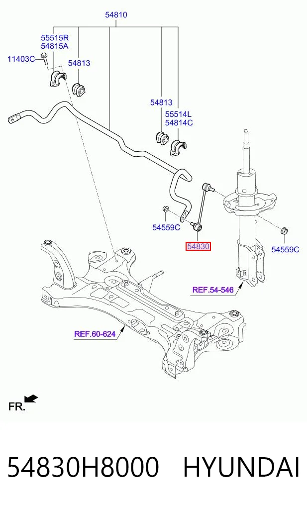 54830H8000 Hyundai/Kia Тяга переднього стабілізатора