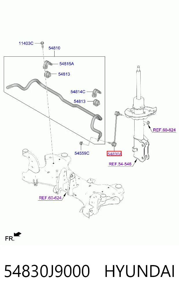 54830J9000 Hyundai/Kia Тяга переднього стабілізатора