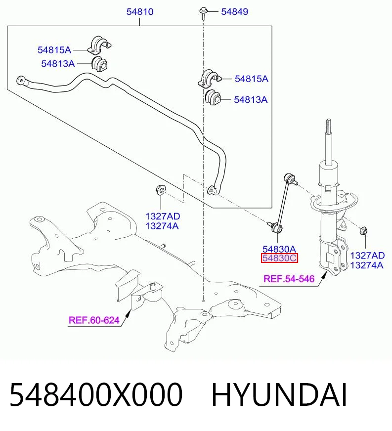 548400X000 Hyundai/Kia Солдатик стабілізатора, переднього, правий