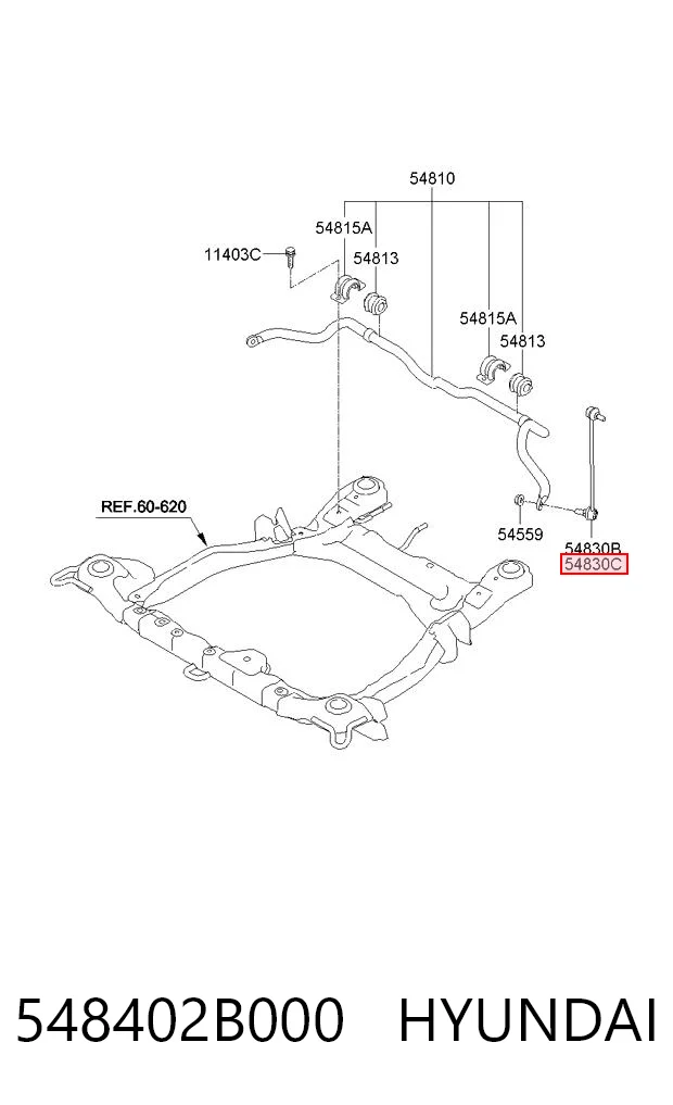 548402B000 Hyundai/Kia Солдатик стабілізатора, переднього, правий