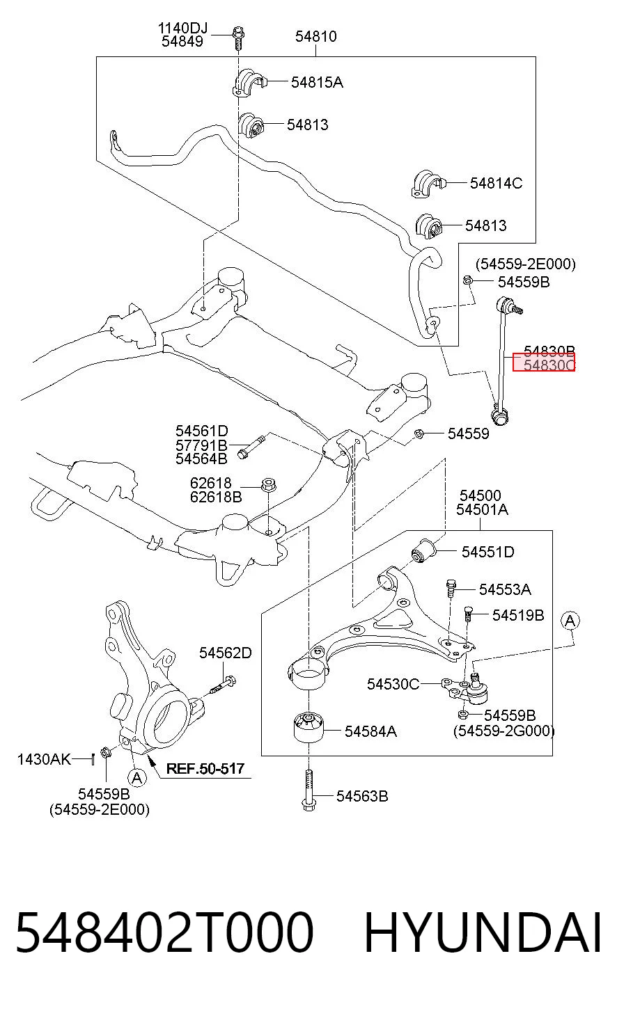 548402T000 Hyundai/Kia Солдатик стабілізатора, переднього, правий
