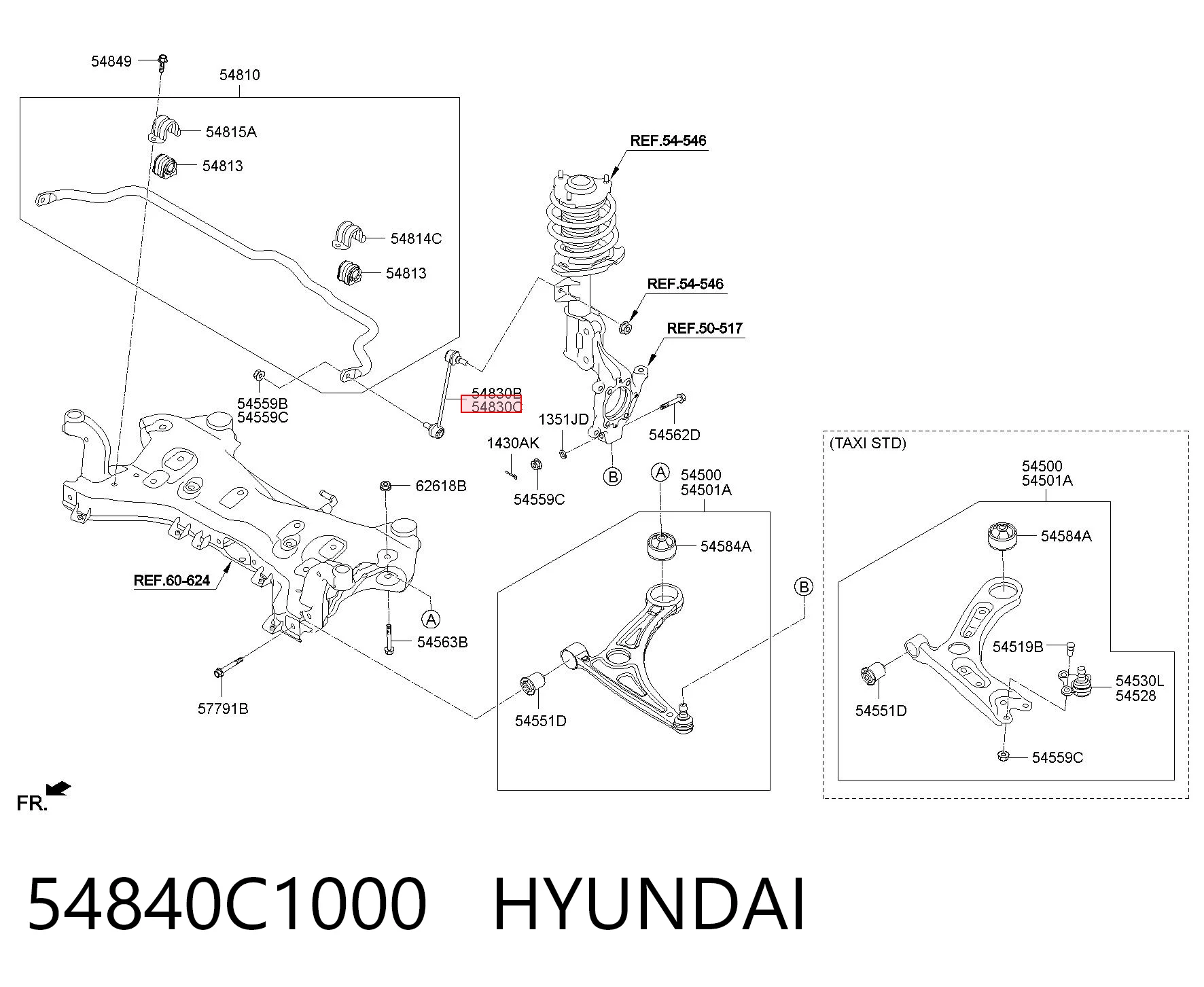 54840C1000 Hyundai/Kia Солдатик стабілізатора, переднього, правий