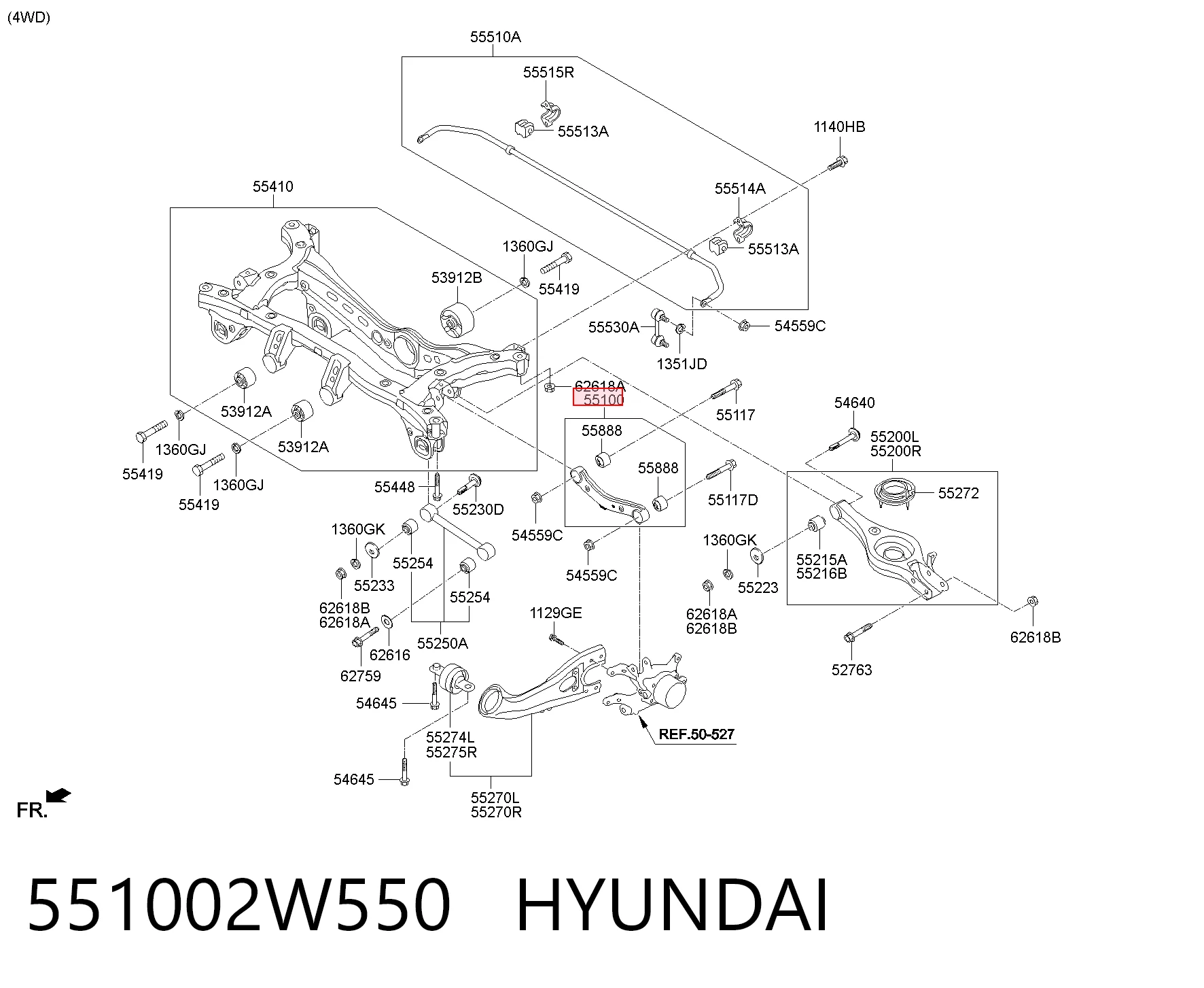 551002W550 Hyundai/Kia Важіль задньої підвіски поперечний