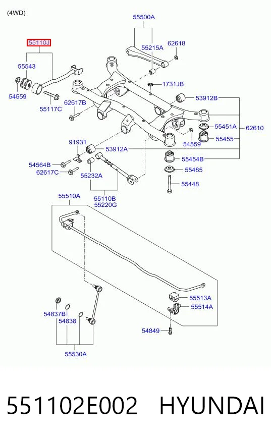 551102E002 Hyundai/Kia Тяга поздовжня задньої підвіски