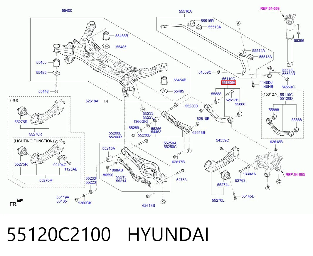 55120C2100 Hyundai/Kia Балансир підвіски задній правий