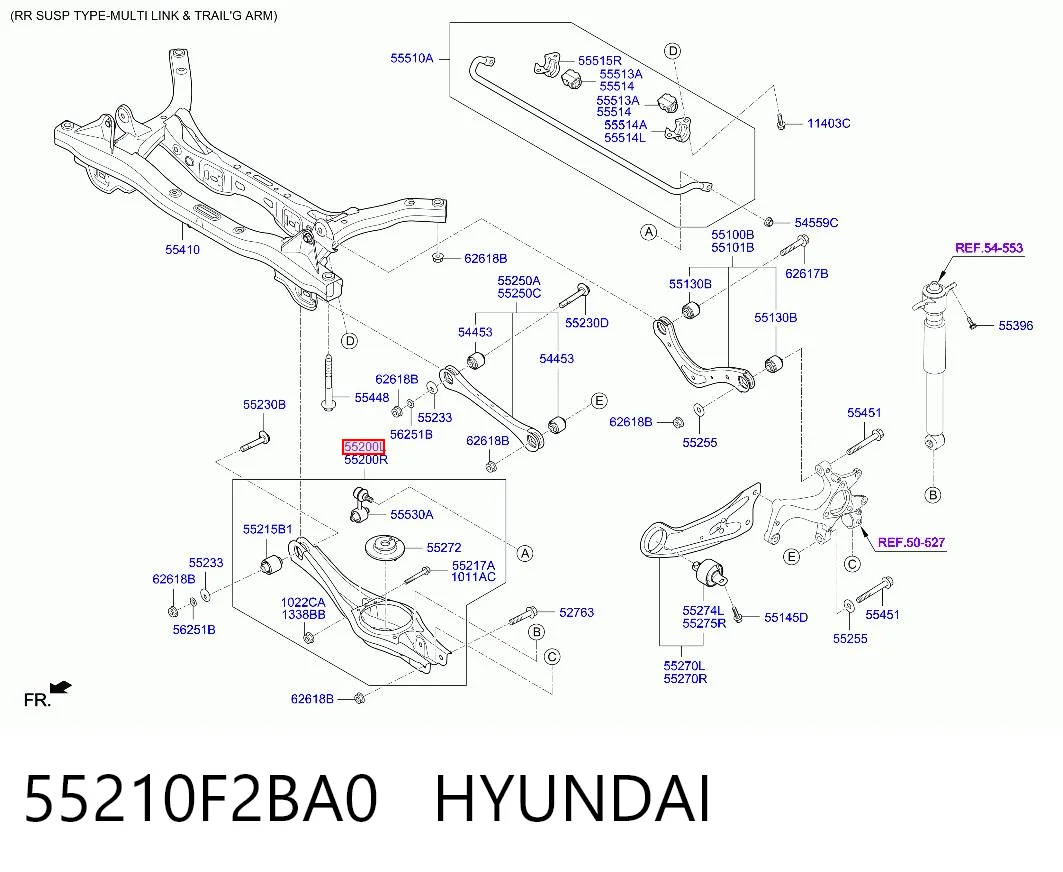 55210F2BA0 Hyundai/Kia Важіль задньої підвіски нижній, лівий