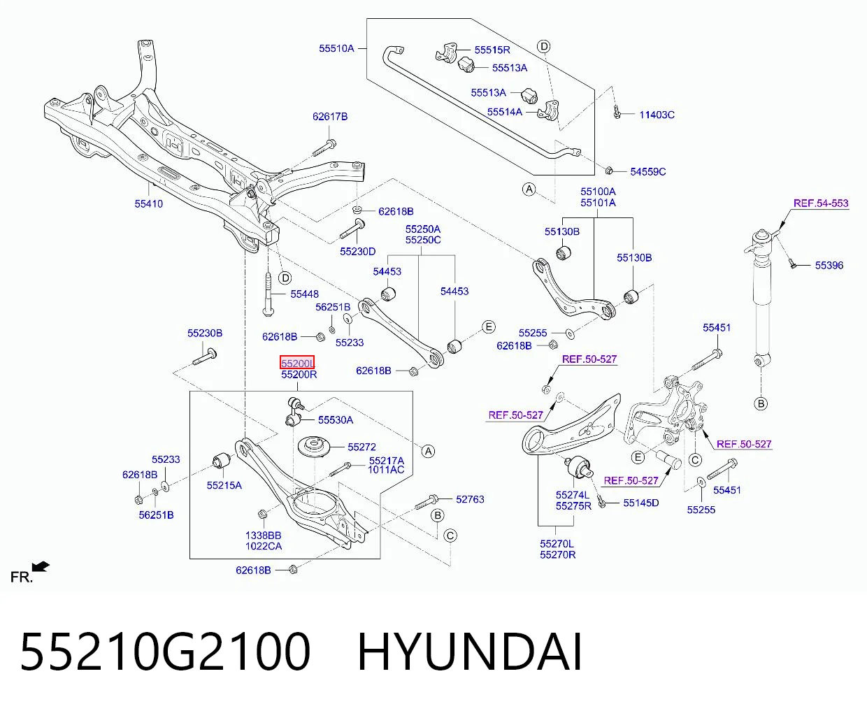 55210G2100 Hyundai/Kia Важіль задньої підвіски нижній, лівий