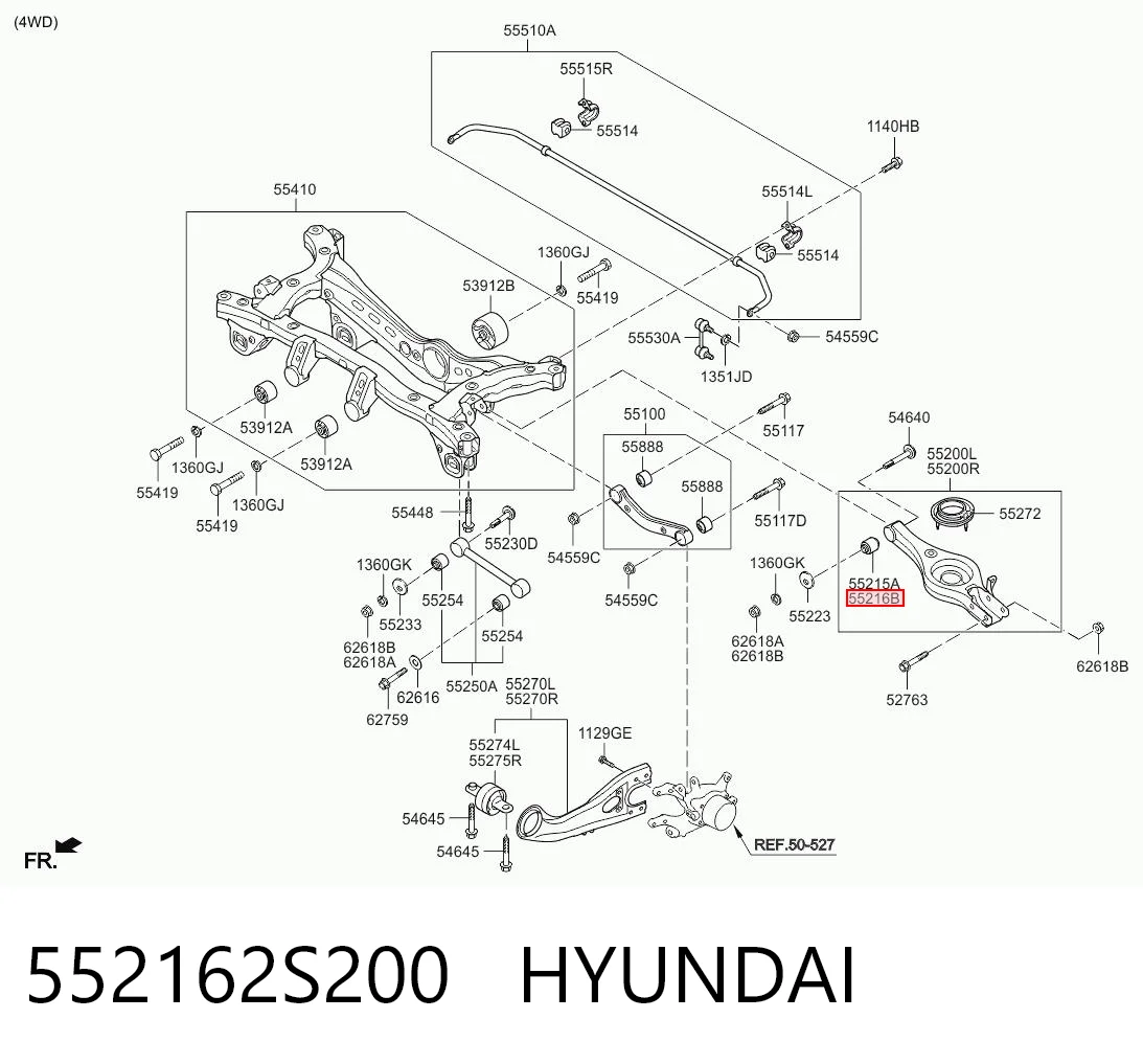552162S200 Hyundai/Kia Сайлентблок задньої підвіски