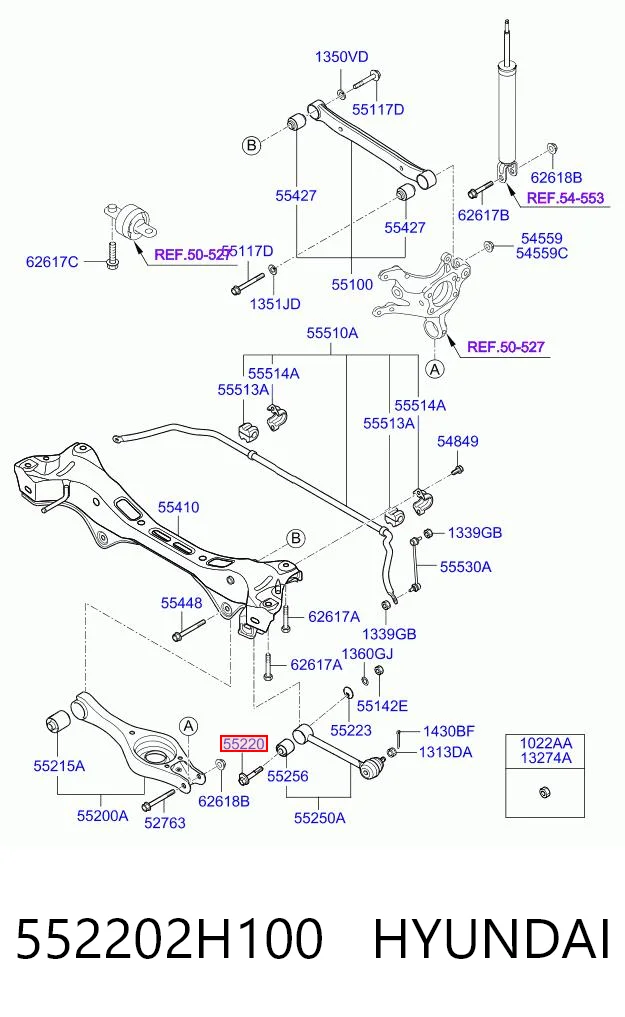 552202H100 Hyundai/Kia Болт кріплення заднього розвального важеля, внутрішній