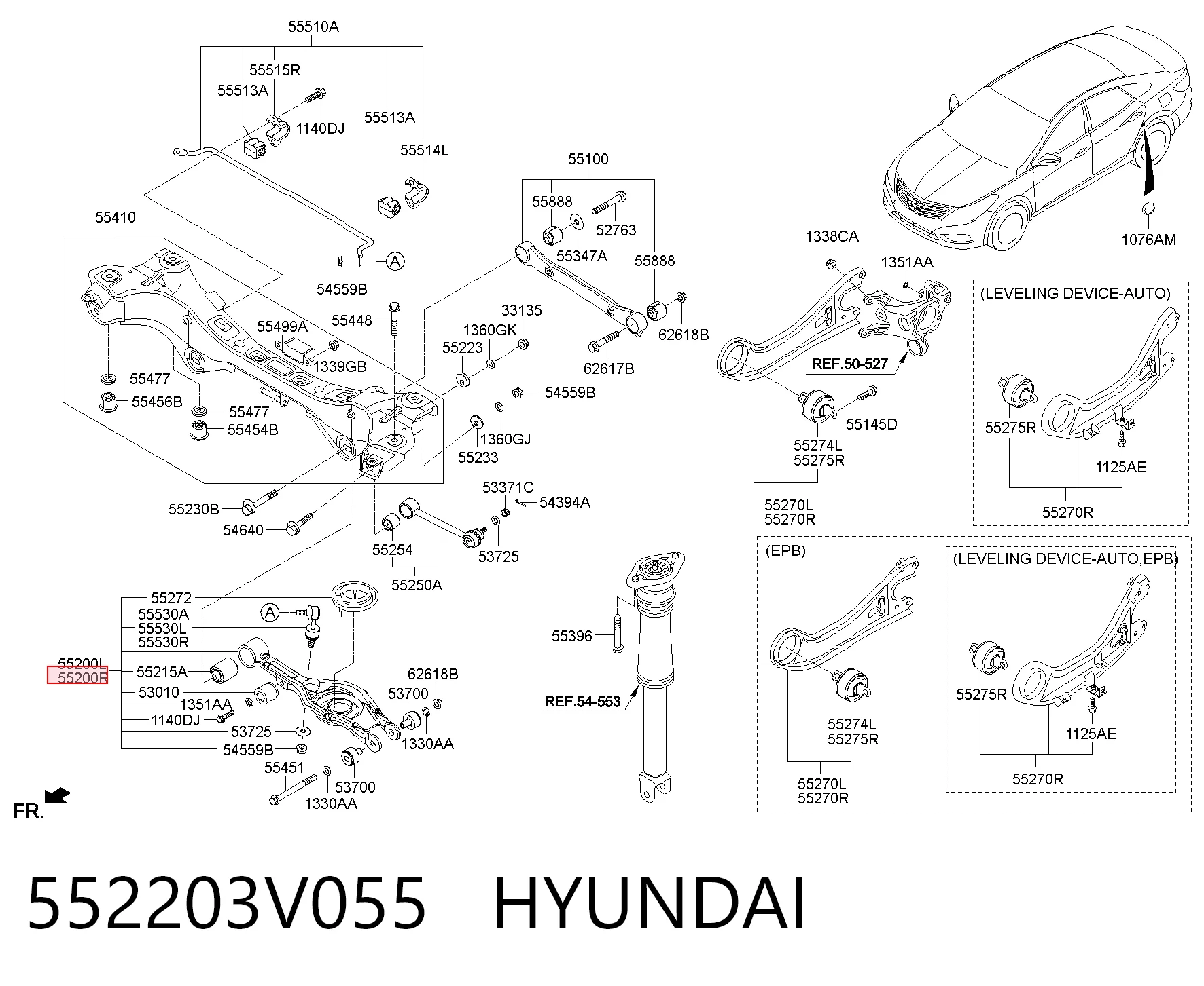 552203V055 Hyundai/Kia Балансир задній нижній, правий