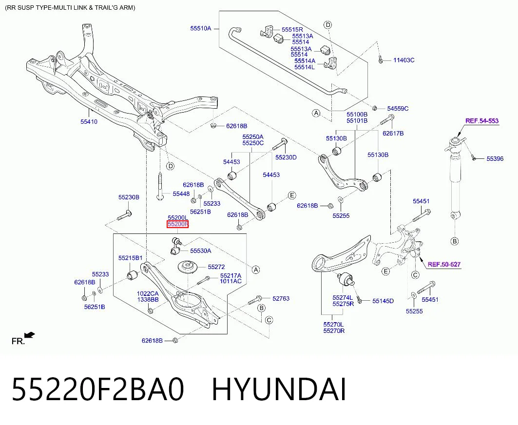 55220F2BA0 Hyundai/Kia Балансир задній нижній, правий