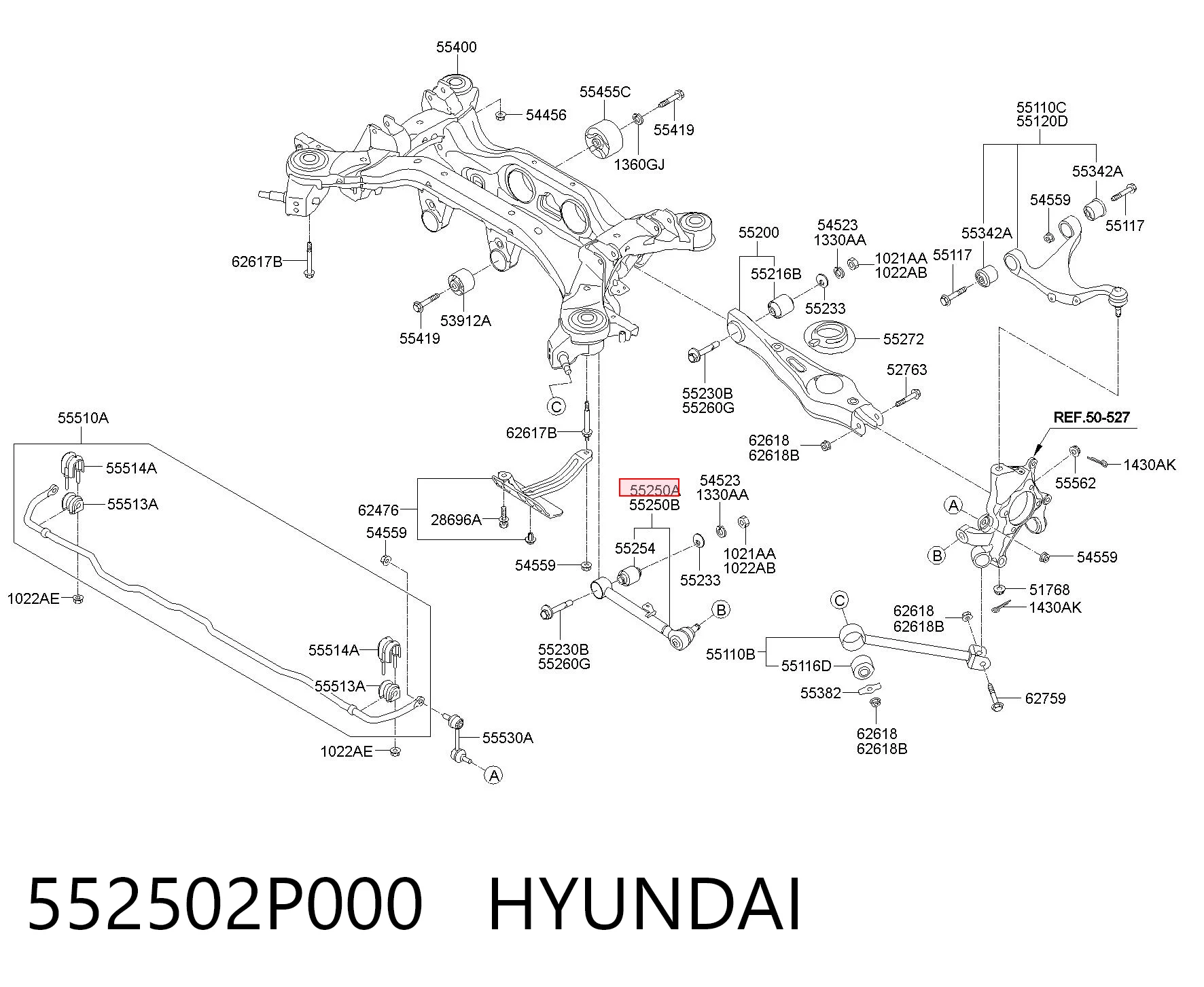 552502P000 Hyundai/Kia Розтяжка задньої підвіски