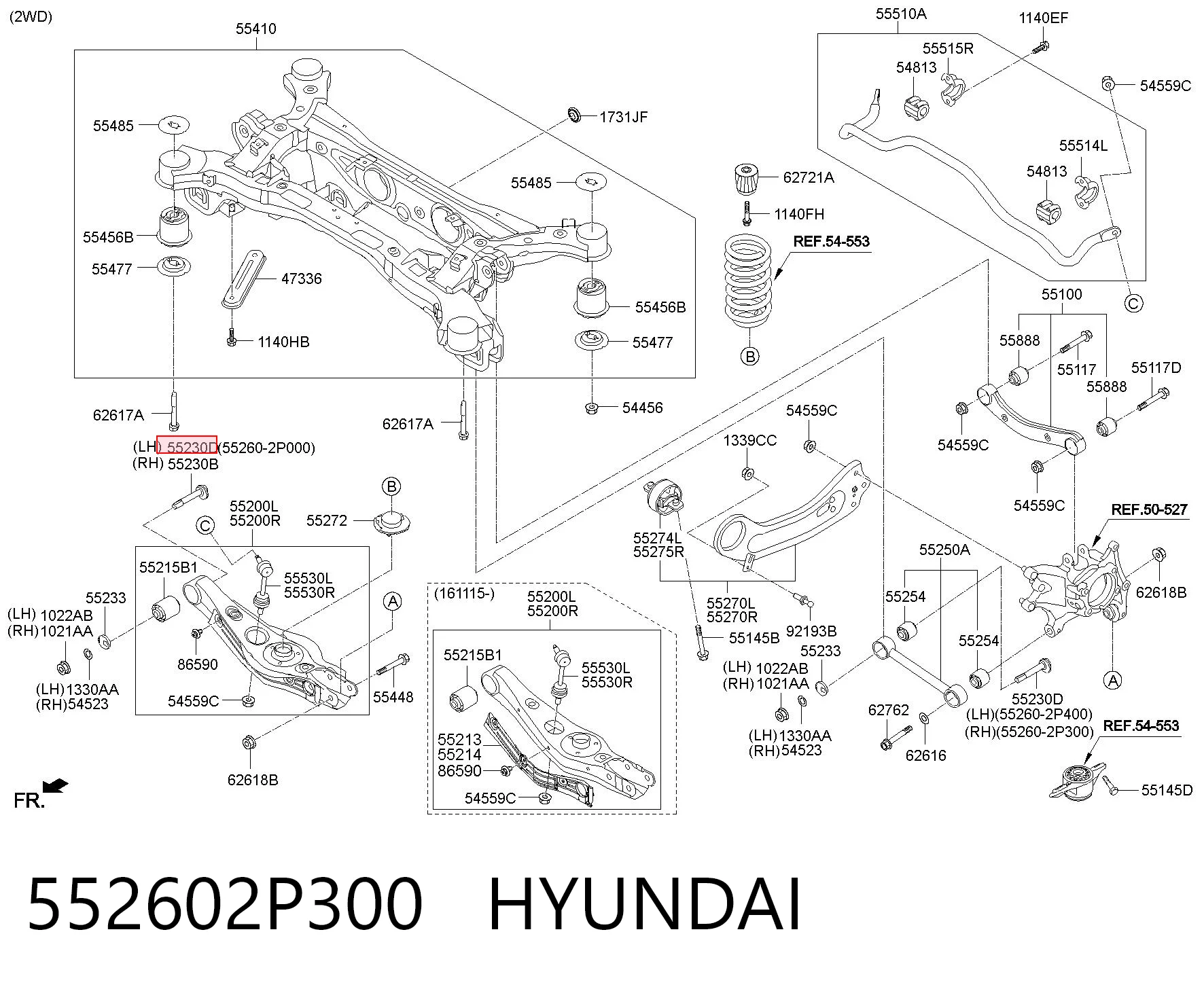 552602P300 Hyundai/Kia Болт кріплення заднього розвального важеля, внутрішній