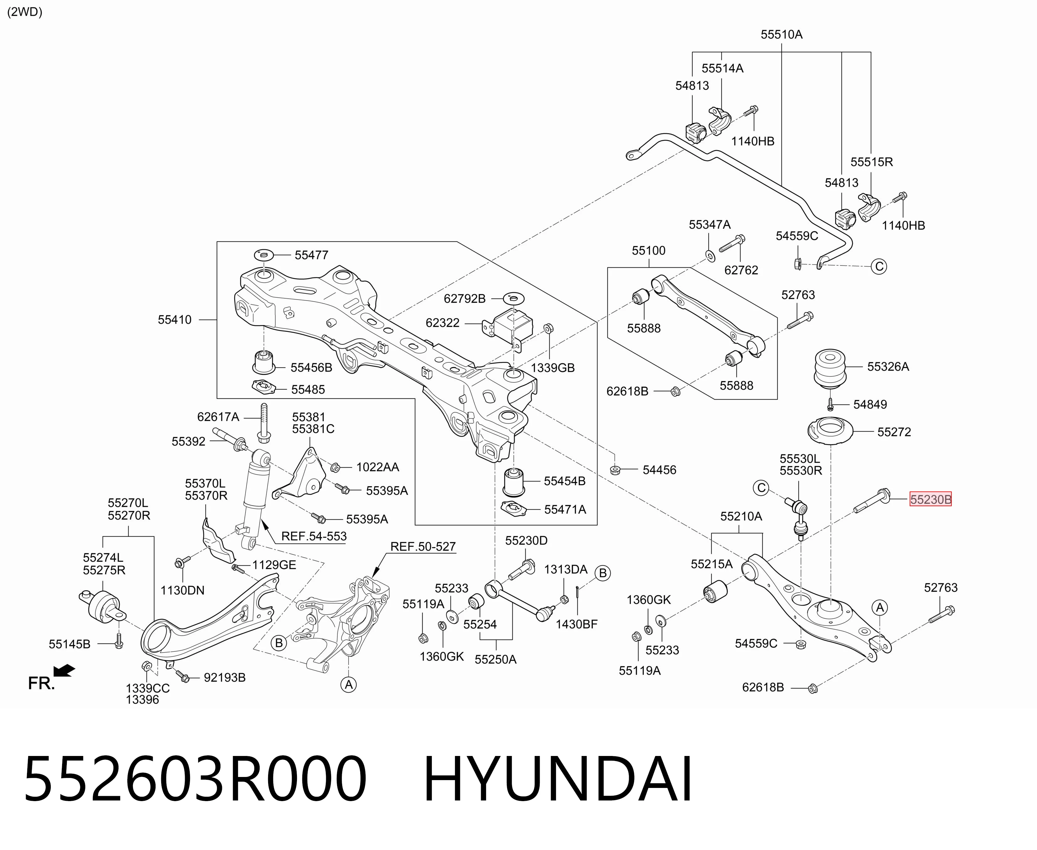 Купити 552603R000 Korea (oem) Болт кріплення заднього нижнього важеля, внутрішній