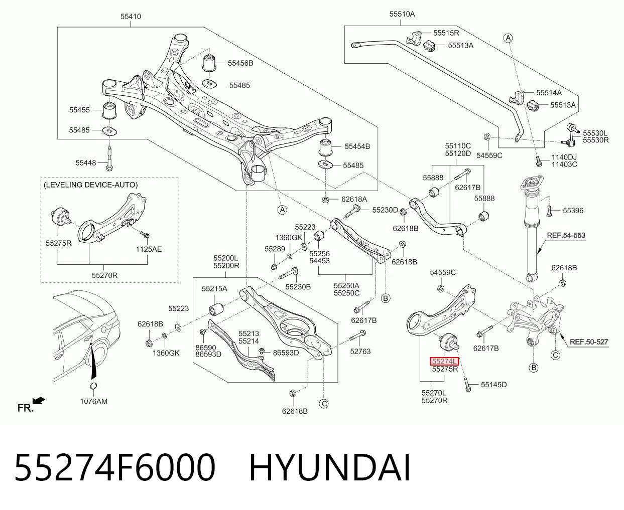 55274F6000 Hyundai/Kia Сайлентблок заднього поздовжнього нижнього важеля