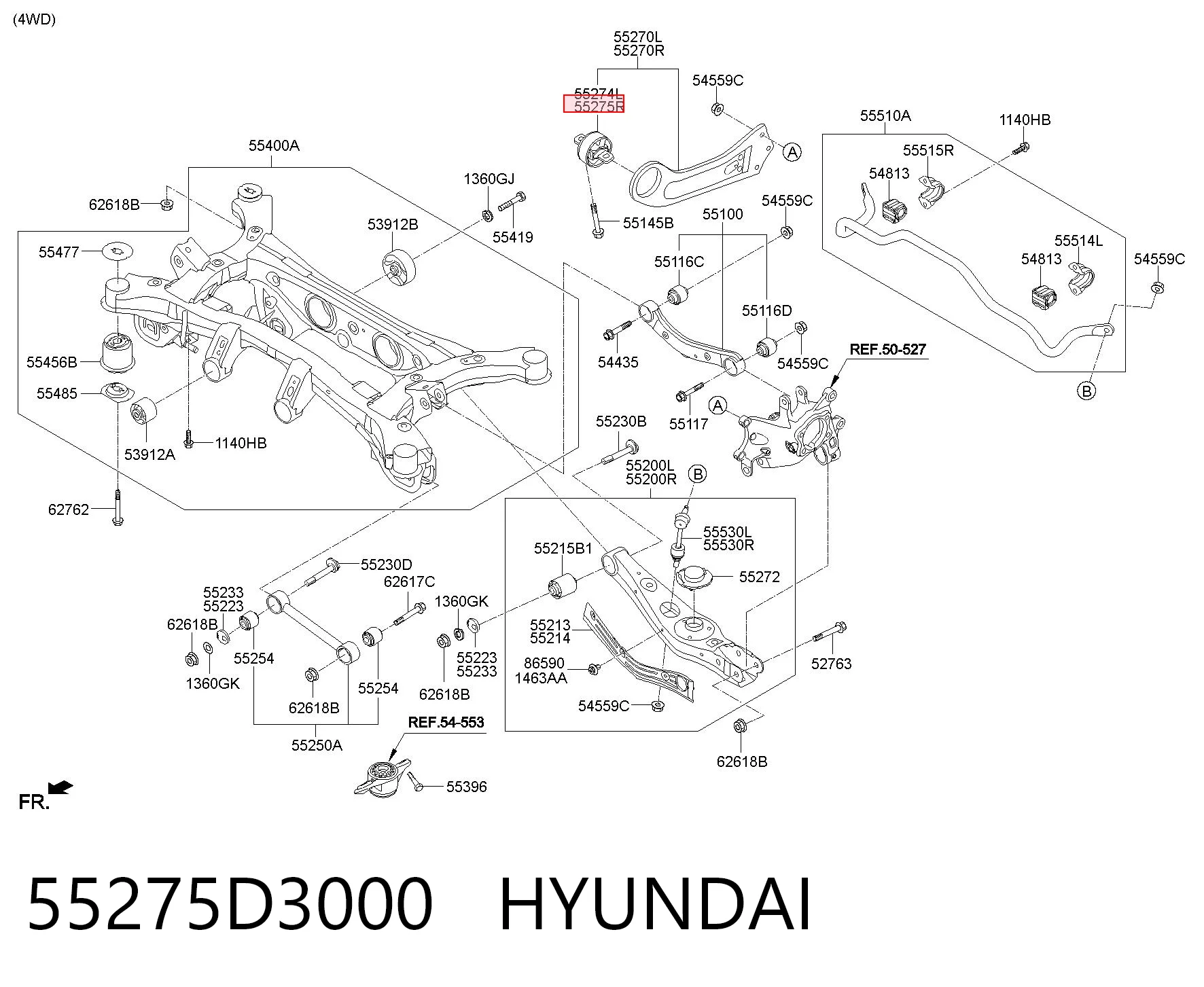 55275D3000 Hyundai/Kia Сайлентблок задньої балки