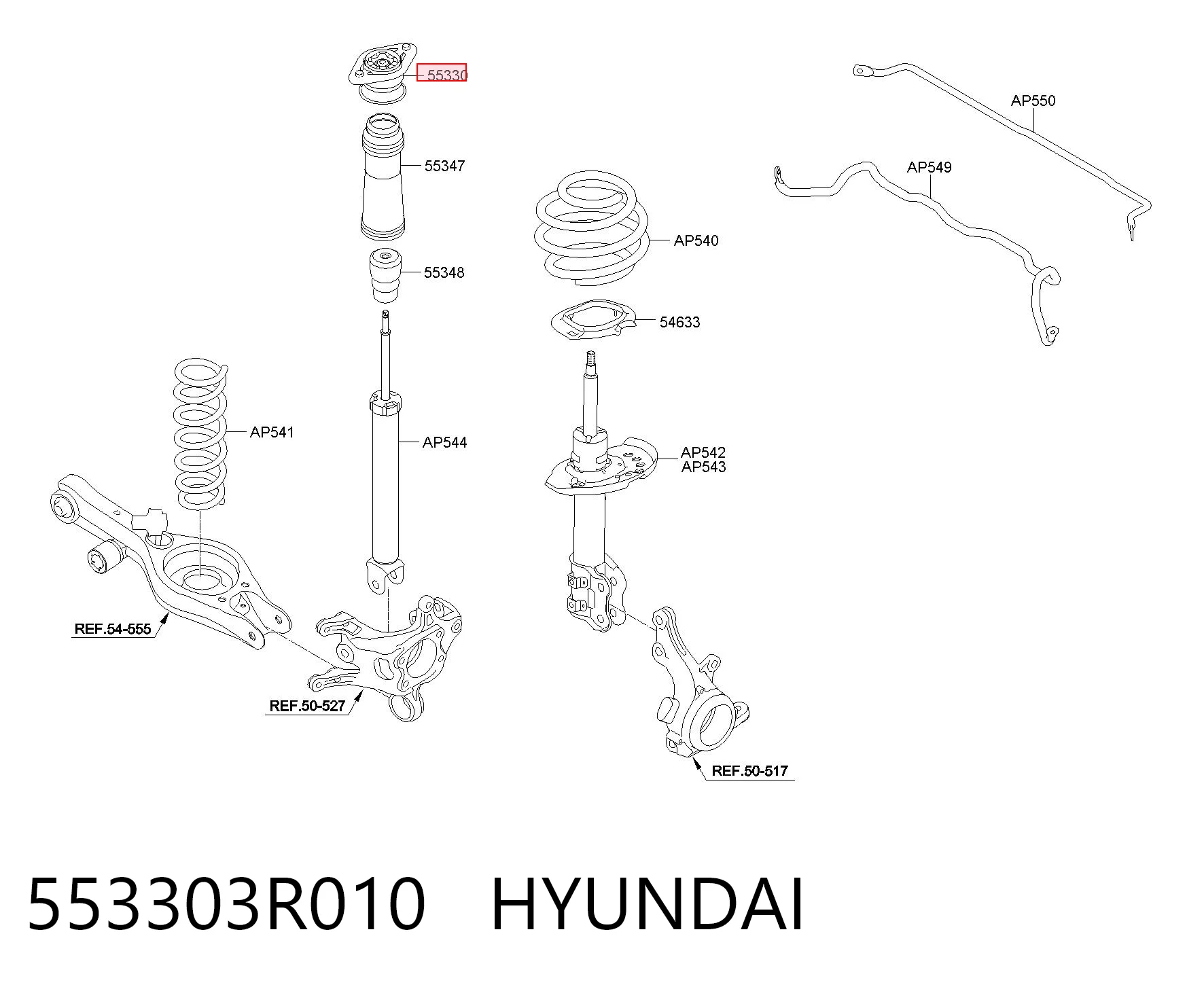 553303R010 Hyundai/Kia Опора амортизатора