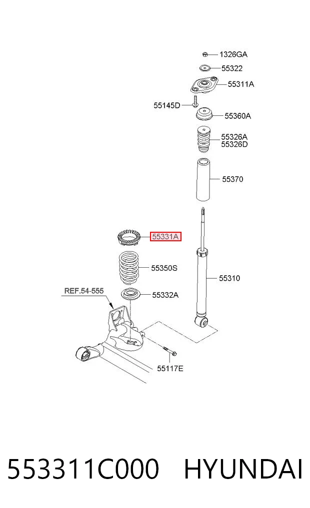 553311C000 Hyundai/Kia Проставка (гумове кільце) пружини задньої, верхня