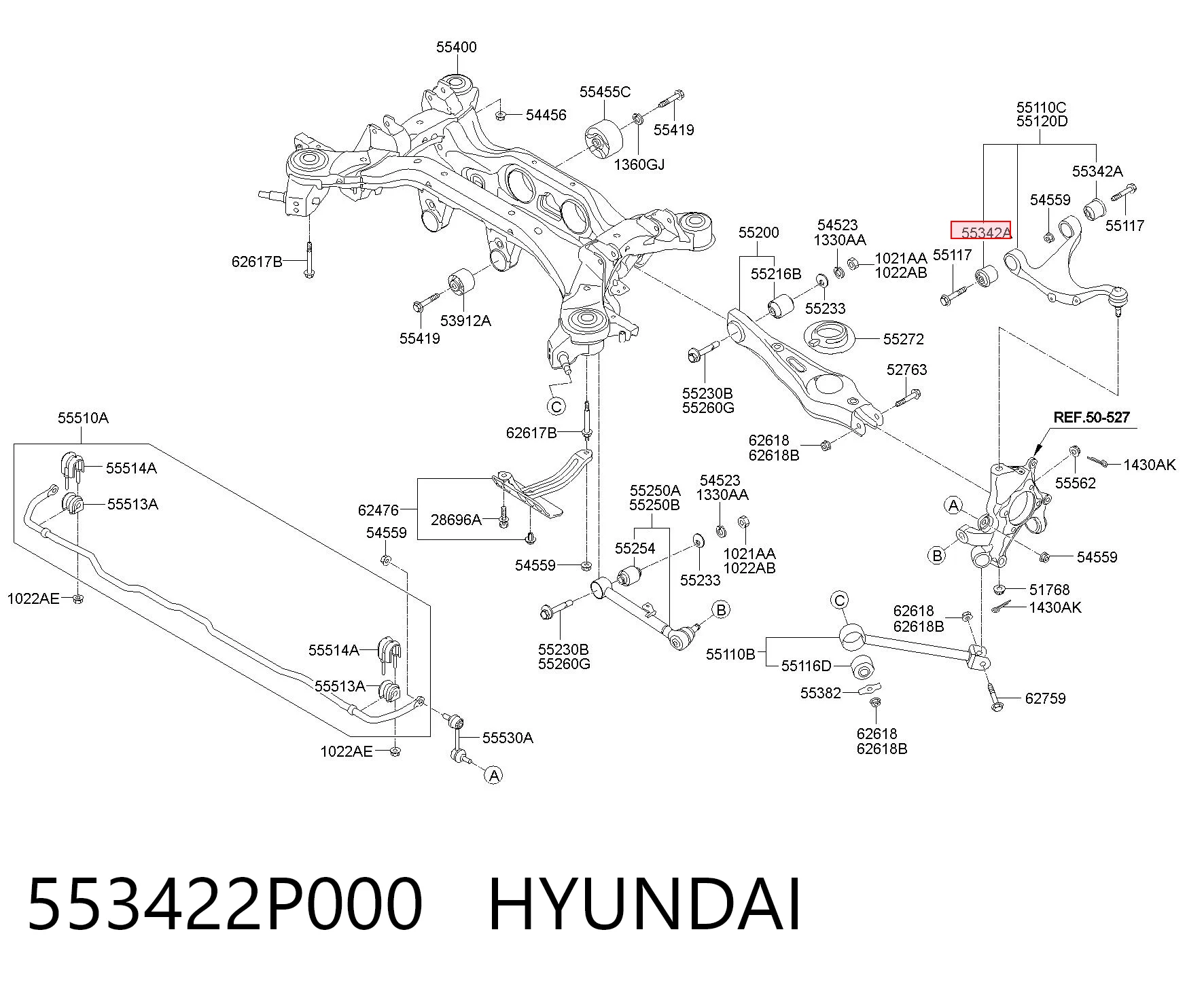 553422P000 Hyundai/Kia Сайлентблок верхнього важеля