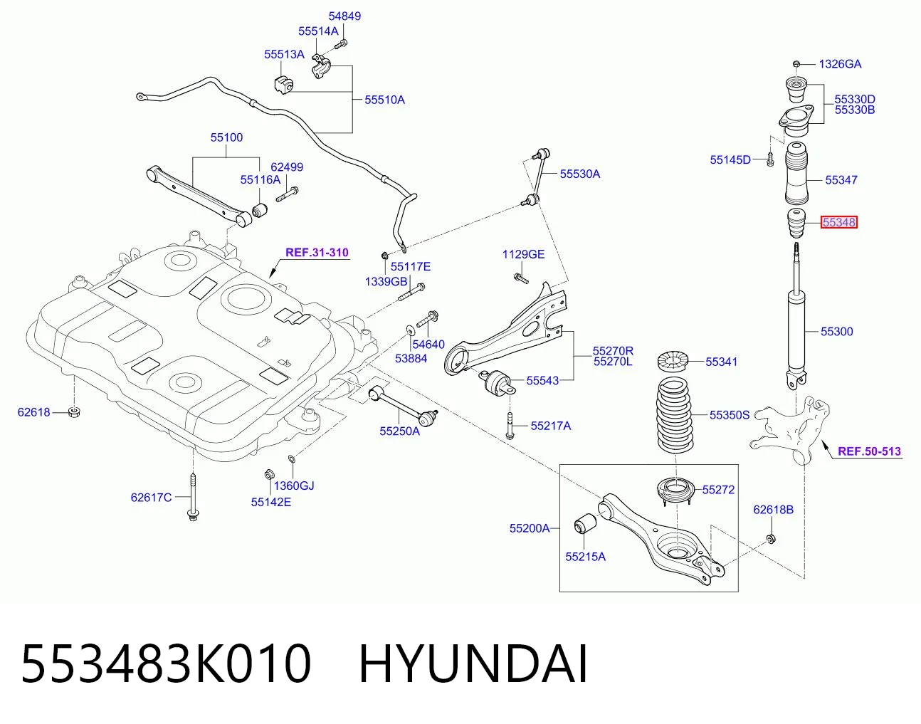 553483K010 Hyundai/Kia Буфер заднього амортизатора