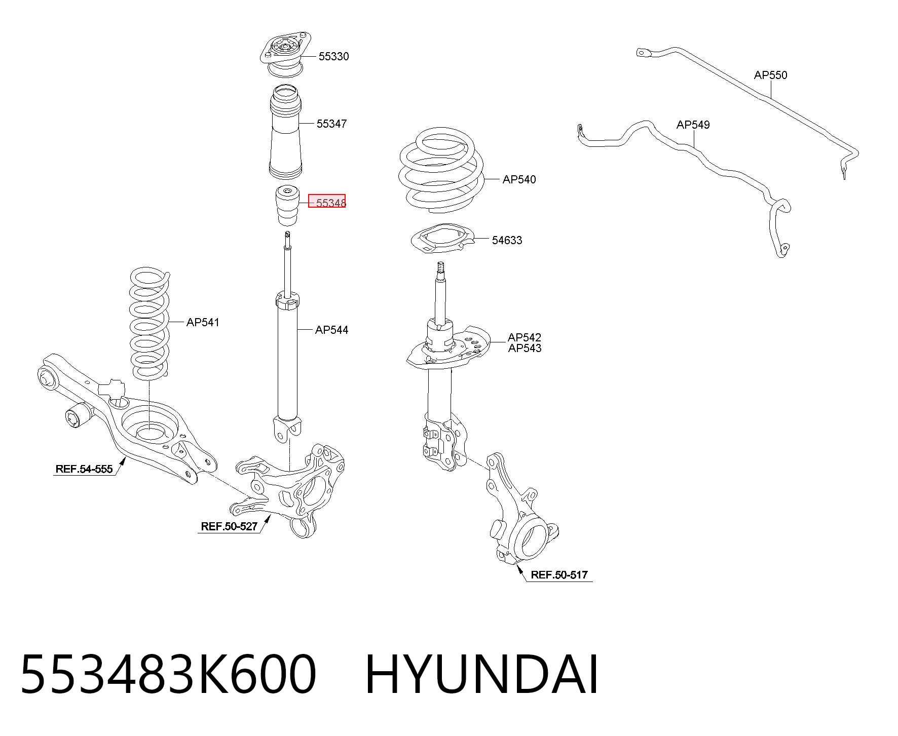 553483K600 Hyundai/Kia Буфер заднього амортизатора