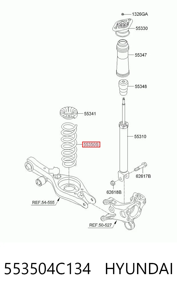 553504C134 Hyundai/Kia Пружина підвіски задня