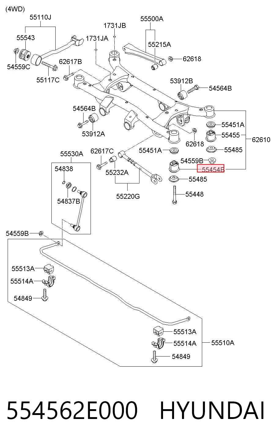 554562E000 Hyundai/Kia Сайлентблок балки моста